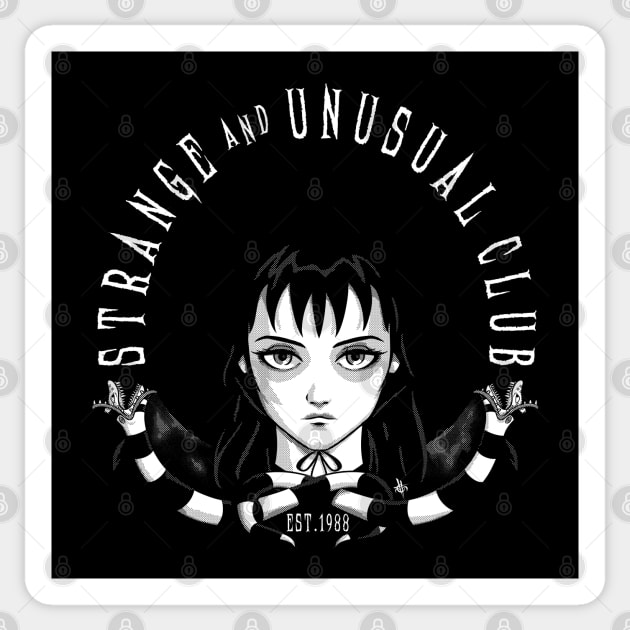 Strange and Unusual Club Sticker by elblackbat